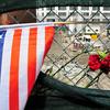 Tributes left at the World Trade Center site after Osama bin Laden was kille